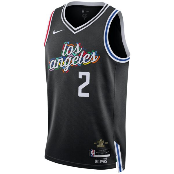 Kawhi Leonard LA Clippers Nike Unisex 2022/23 Swingman Jersey - City Edition - Black - Image 3
