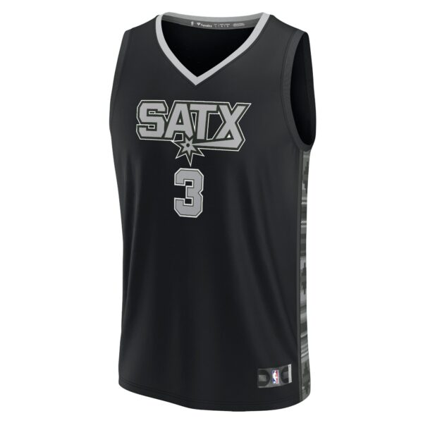 Keldon Johnson San Antonio Spurs Fanatics Fast Break Replica Player Jersey - Statement Edition - Black - Image 3