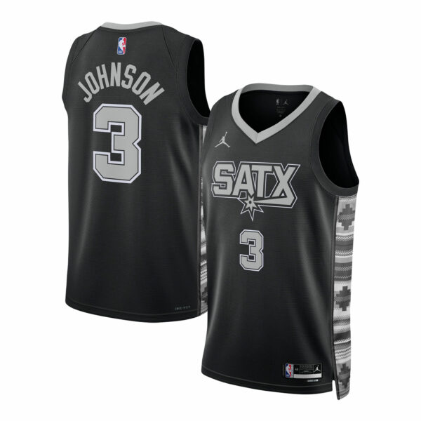 Keldon Johnson San Antonio Spurs Jordan Brand Unisex Swingman Jersey - Statement Edition - Black - Image 2