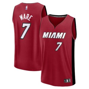 Kel'el Ware Miami Heat Fanatics Fast Break Player Jersey - Statement Edition - Red