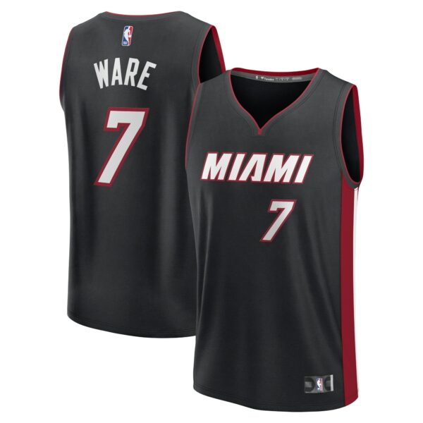 Kel'el Ware Miami Heat Fanatics Fast Break Replica Player Jersey - Icon Edition - Black - Image 2