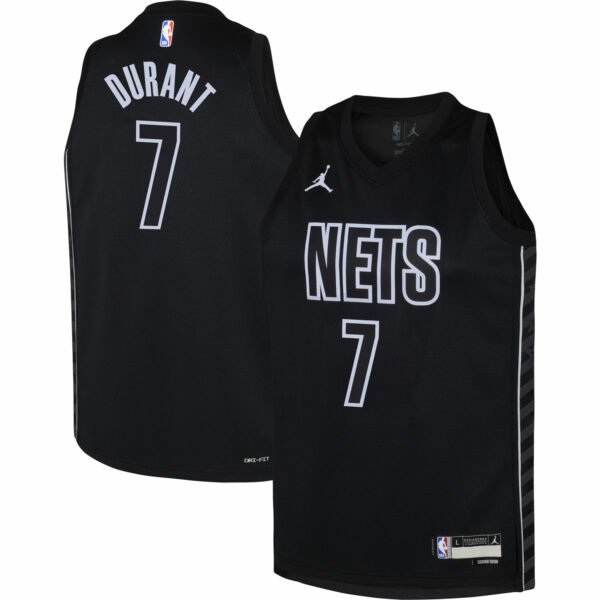 Kevin Durant Brooklyn Nets Jordan Brand Youth Swingman Jersey - Statement Edition - Black - Image 2