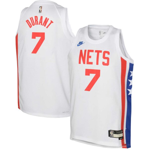 Kevin Durant Brooklyn Nets Nike Youth 2022/23 Swingman Jersey White - Classic Edition - Image 2
