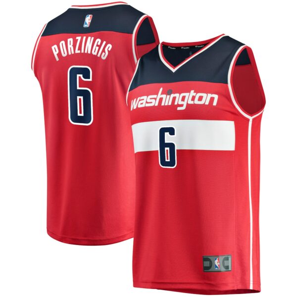 Kristaps Porzingis Washington Wizards Fanatics Fast Break Replica Jersey - Icon Edition - Red - Image 2