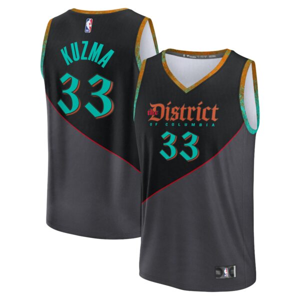 Kyle Kuzma Washington Wizards Fanatics Fast Break Jersey - Black - City Edition - Image 2
