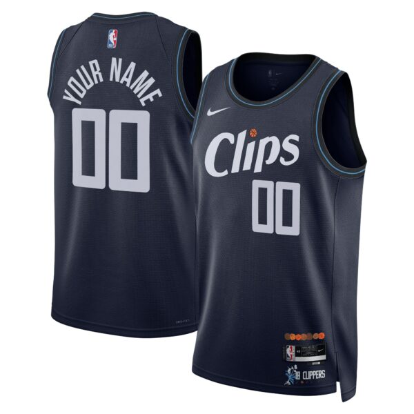 LA Clippers Nike Unisex 2023/24 Custom Swingman Jersey - Navy - City Edition - Image 2