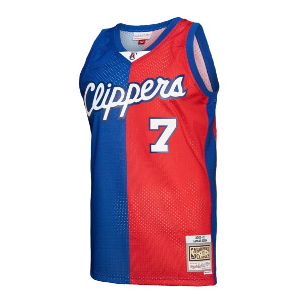 Lamar Odom LA Clippers Mitchell & Ness Hardwood Classics 2000/01 Split Swingman Jersey - Royal/Red - Image 3