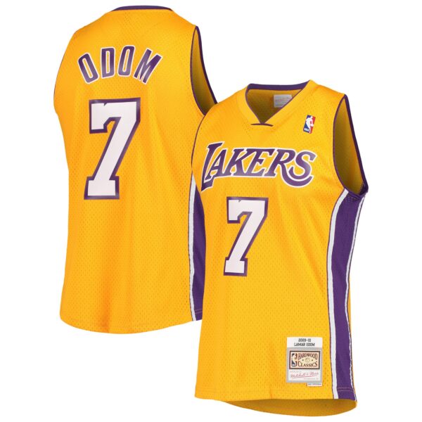 Lamar Odom Los Angeles Lakers Mitchell & Ness 2001/02 Hardwood Classics Swingman Jersey - Gold - Image 2