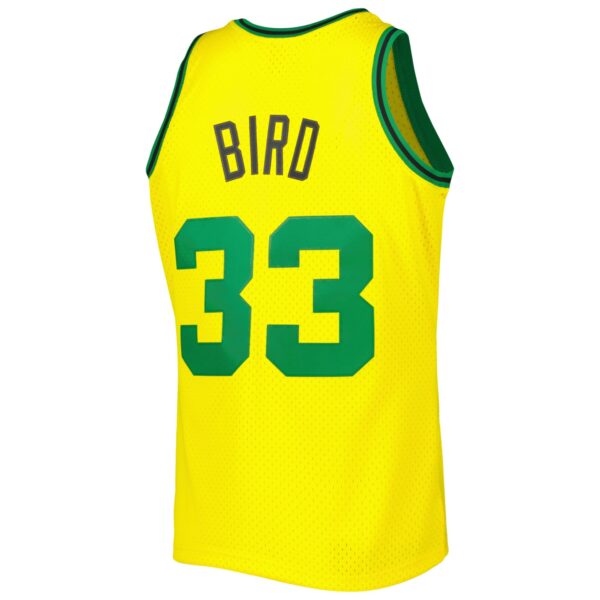 Larry Bird Boston Celtics Mitchell & Ness 1985-86 Hardwood Classics Reload 3.0 Swingman Jersey - Gold - Image 4