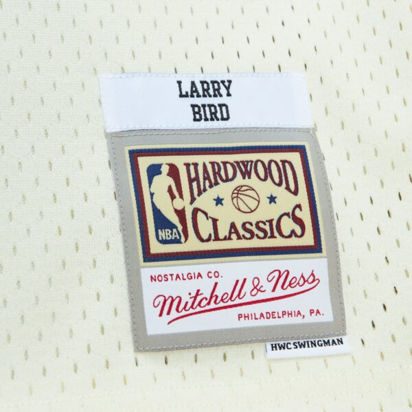 Larry Bird Boston Celtics Mitchell & Ness Chainstitch Swingman Jersey - Cream - Image 5