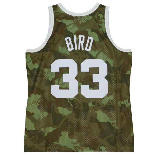 Larry Bird Boston Celtics Mitchell & Ness Hardwood Classics 1985/86 Ghost Green Swingman Jersey - Camo - Image 4