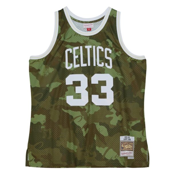 Larry Bird Boston Celtics Mitchell & Ness Hardwood Classics 1985/86 Ghost Green Swingman Jersey - Camo - Image 3