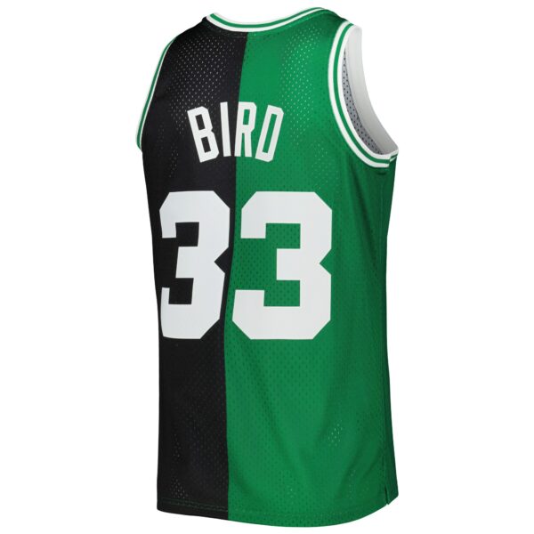Larry Bird Boston Celtics Mitchell & Ness Hardwood Classics 1985/86 Split Swingman Jersey - Black/Kelly Green - Image 4