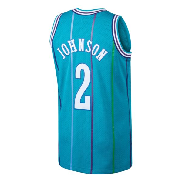 Larry Johnson Charlotte Hornets Mitchell & Ness 1992/93 Hardwood Classics Swingman Jersey - Teal - Image 4