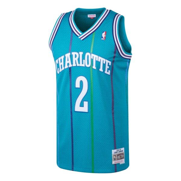 Larry Johnson Charlotte Hornets Mitchell & Ness 1992/93 Hardwood Classics Swingman Jersey - Teal - Image 3