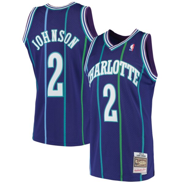 Larry Johnson Charlotte Hornets Mitchell & Ness 1994/95 Hardwood Classics Swingman Jersey - Purple - Image 2