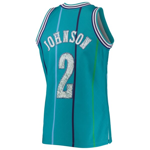 Larry Johnson Charlotte Hornets Mitchell & Ness 1996/97 Hardwood Classics NBA 75th Anniversary Diamond Swingman Jersey - Teal - Image 4