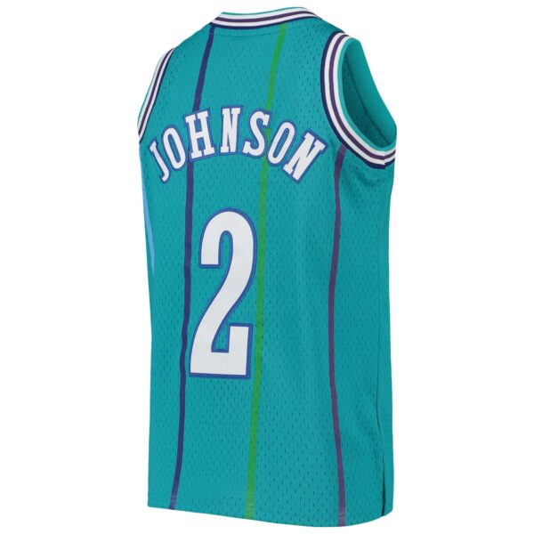 Larry Johnson Charlotte Hornets Mitchell & Ness Youth 1992/93 Hardwood Classics Swingman Jersey - Teal - Image 4
