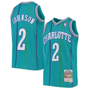 Larry Johnson Charlotte Hornets Mitchell & Ness Youth 1992/93 Hardwood Classics Swingman Jersey - Teal