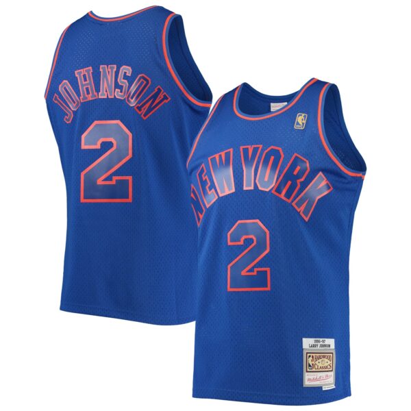 Larry Johnson New York Knicks Mitchell & Ness 1996/97 Hardwood Classics Swingman Jersey - Blue - Image 2
