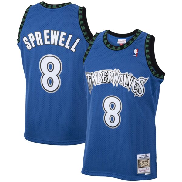 Latrell Sprewell Minnesota Timberwolves Mitchell & Ness 2001/02 Hardwood Classics Swingman Jersey - Blue - Image 2