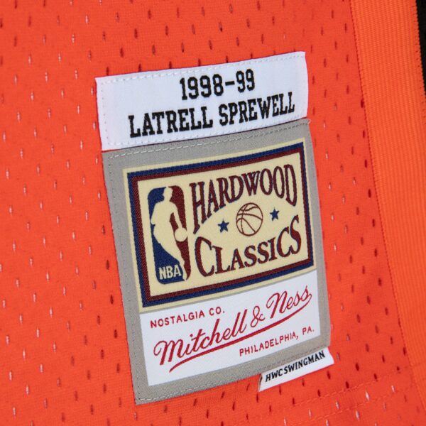 Latrell Sprewell New York Knicks Mitchell & Ness 1998/99 Hardwood Classics Fadeaway Swingman Player Jersey - Orange/Black - Image 6
