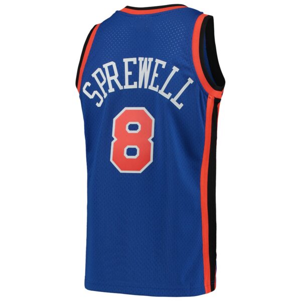 Latrell Sprewell New York Knicks Mitchell & Ness 1998/99 Hardwood Classics Swingman Jersey - Blue - Image 4