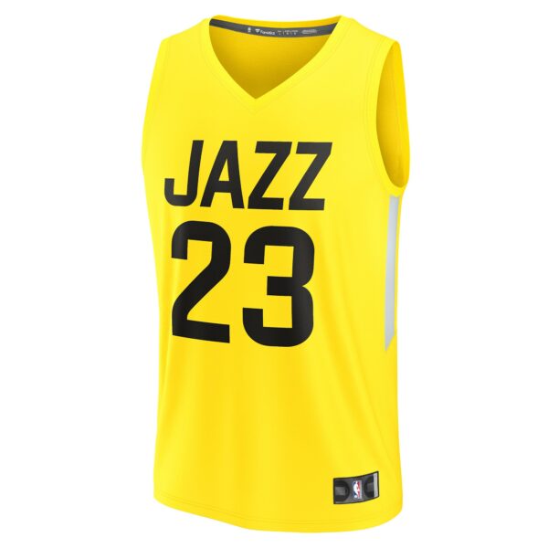 Lauri Markkanen Utah Jazz Fanatics Fast Break Replica Player Jersey - Icon Edition - Yellow - Image 3