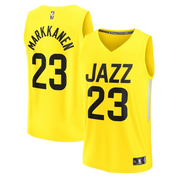 Lauri Markkanen Utah Jazz Fanatics Fast Break Replica Player Jersey - Icon Edition - Yellow - Image 2