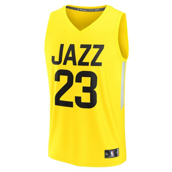 Lauri Markkanen Utah Jazz Fanatics Youth Fast Break Player Jersey - Icon Edition - Yellow - Image 3