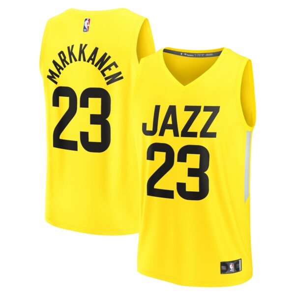 Lauri Markkanen Utah Jazz Fanatics Youth Fast Break Player Jersey - Icon Edition - Yellow - Image 2