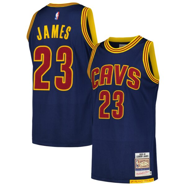 LeBron James Cleveland Cavaliers Mitchell & Ness 2015/16 Hardwood Classics Authentic Jersey - Navy - Image 2