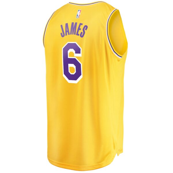 LeBron James Los Angeles Lakers Fanatics 2021/22 Fast Break Replica Jersey - Icon Edition - Gold - Image 4