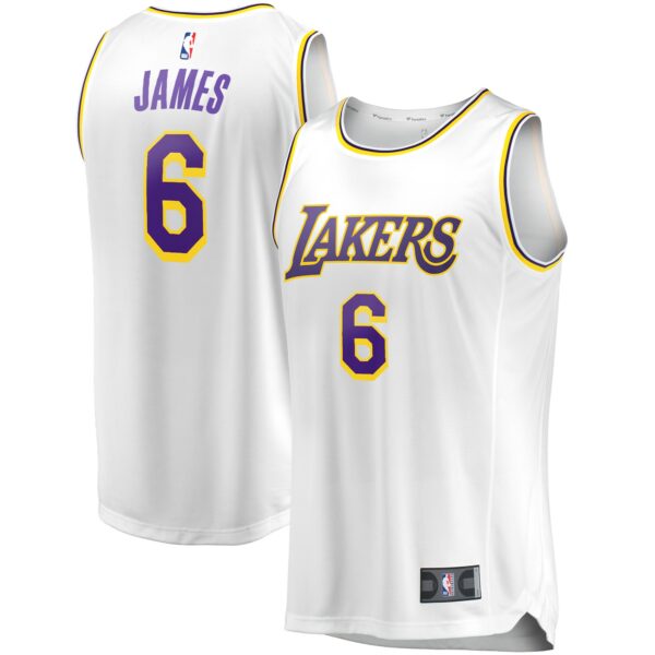 LeBron James Los Angeles Lakers Fanatics Fast Break Replica Player Jersey - Association Edition - White - Image 2
