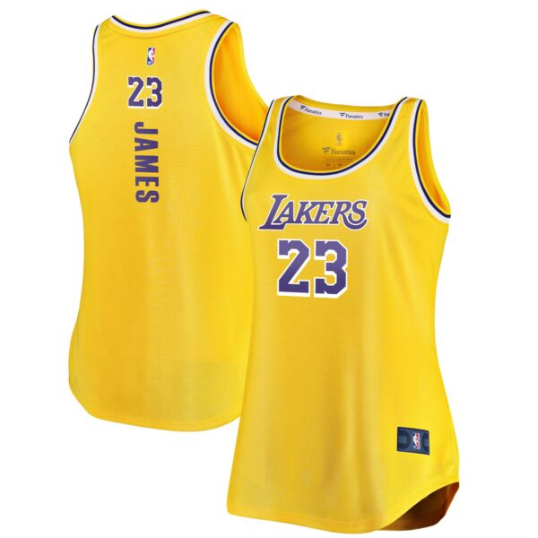LeBron James Los Angeles Lakers Fanatics Women's Fast Break Tank Jersey - Gold - Image 2