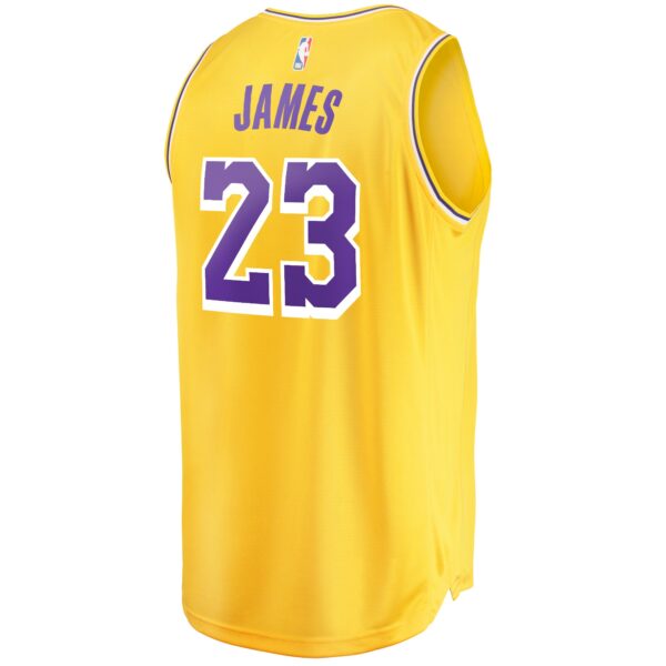 LeBron James Los Angeles Lakers Fanatics Youth Fast Break Player Jersey - Icon Edition - Gold - Image 4