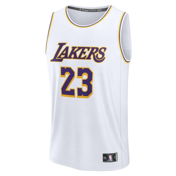 LeBron James Los Angeles Lakers Fanatics Youth Fast Break Replica Player Jersey - Association Edition - White - Image 3