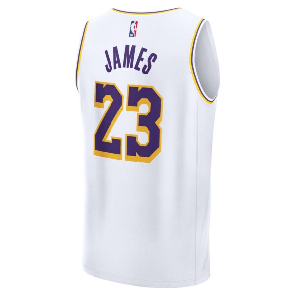 LeBron James Los Angeles Lakers Fanatics Youth Fast Break Replica Player Jersey - Association Edition - White - Image 4