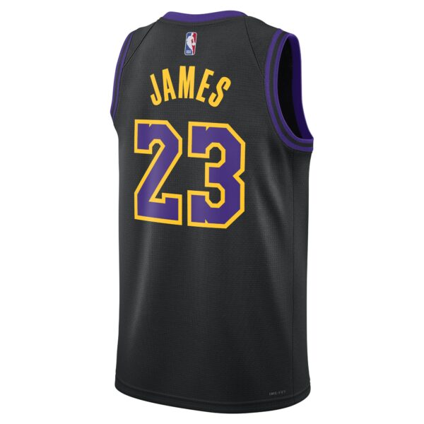 LeBron James Los Angeles Lakers Nike Unisex 2023/24 Swingman Jersey - Black - City Edition - Image 4