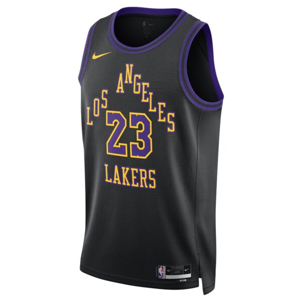 LeBron James Los Angeles Lakers Nike Unisex 2023/24 Swingman Jersey - Black - City Edition - Image 3