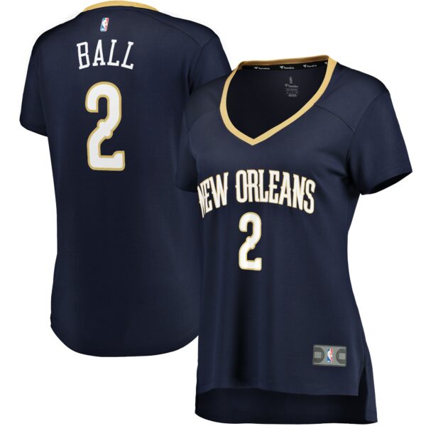 Lonzo Ball New Orleans Pelicans Fanatics Women's Fast Break Replica Jersey Navy - Icon Edition - Image 2