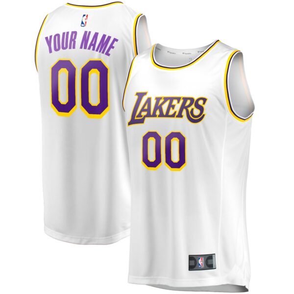 Los Angeles Lakers Fanatics Fast Break Custom Replica Jersey - Association Edition - White - Image 2