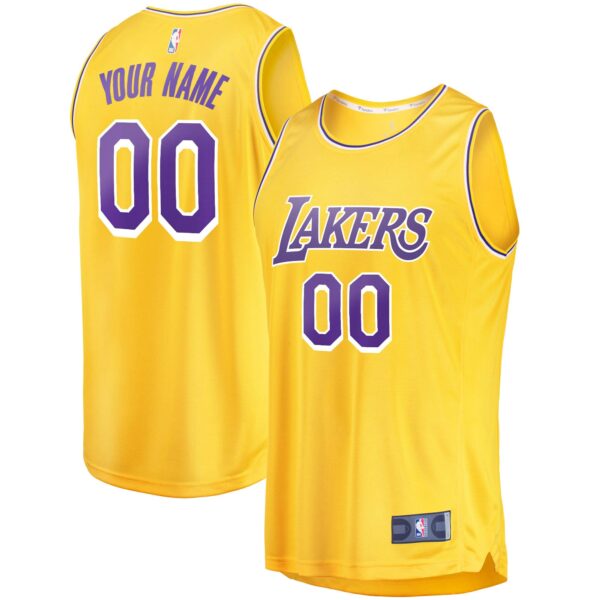 Los Angeles Lakers Fanatics Youth Fast Break Custom Replica Jersey Gold - Icon Edition - Image 2