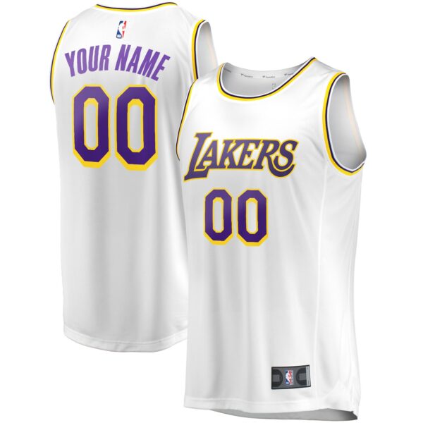 Los Angeles Lakers Fanatics Youth Fast Break Replica Custom Jersey - Association Edition - White - Image 2