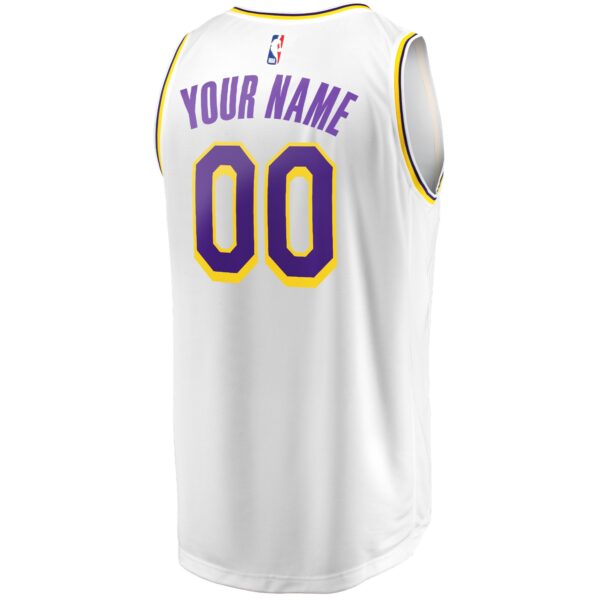 Los Angeles Lakers Fanatics Youth Fast Break Replica Custom Jersey - Association Edition - White - Image 4