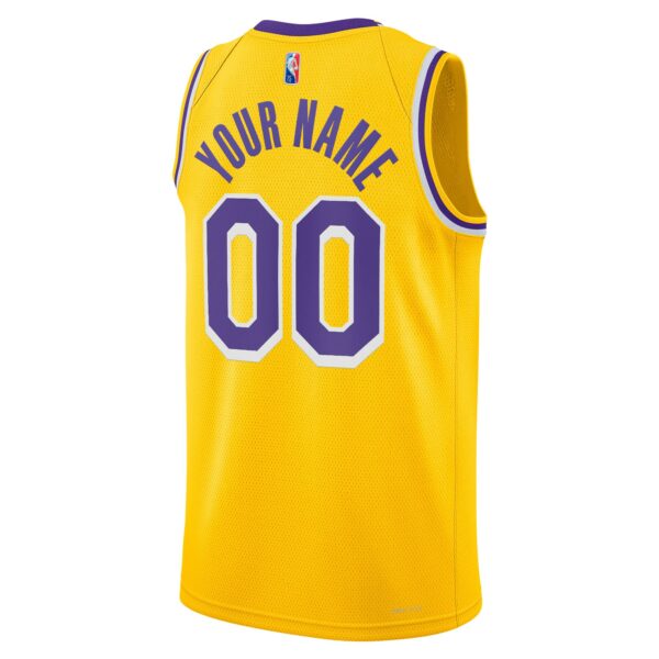 Los Angeles Lakers Nike 2021/22 Diamond Swingman Custom Jersey - Icon Edition - Gold - Image 4