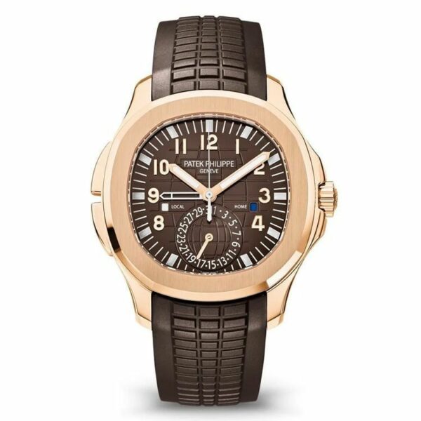 Luxury Patek Philippe Aquanaut Brown Embossed Arabic Dial Rose Gold Composite MenS Watch 5164R-001