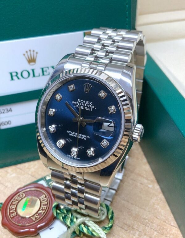 Luxury Rolex Datejust 36 Automatic Blue Diamond Dial Jubilee Bracelet 126234 Watch - Image 4
