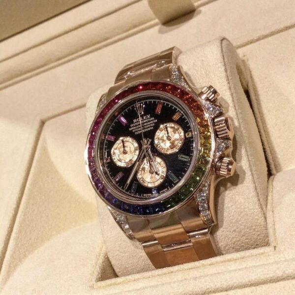 Luxury Rolex Daytona Rainbow 116595Rbow: Black Dial, Diamond Bezel, Oyster Bracelet, Rose Gold Watch - Image 12