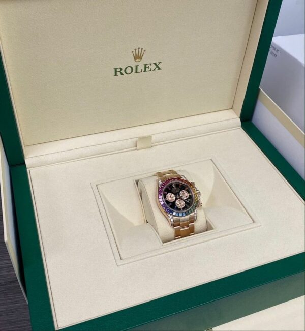 Luxury Rolex Daytona Rainbow 116595Rbow: Black Dial, Diamond Bezel, Oyster Bracelet, Rose Gold Watch - Image 10